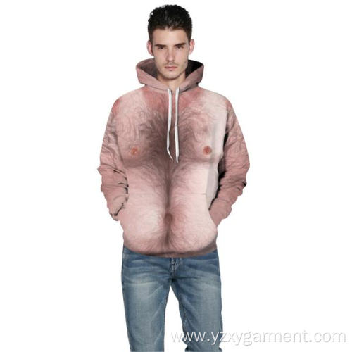 Naked body with hairs 3D printing hoodie